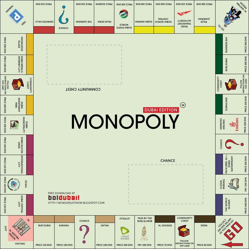 Bol Dubai Monopoly Dubai Edition Print Play 