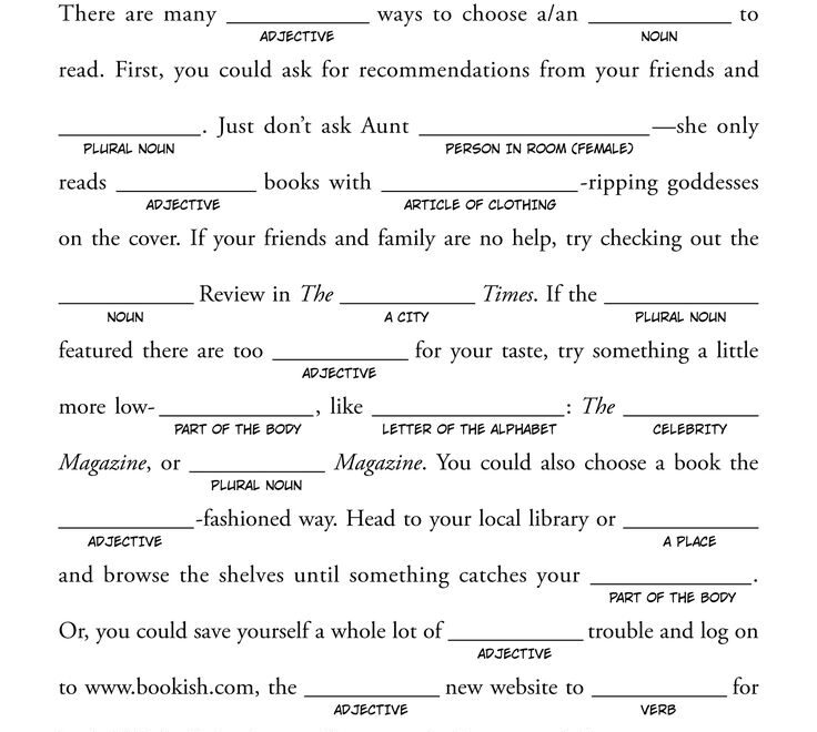 Bookish Mad Libs Http www bookish articles free mad libs for kids