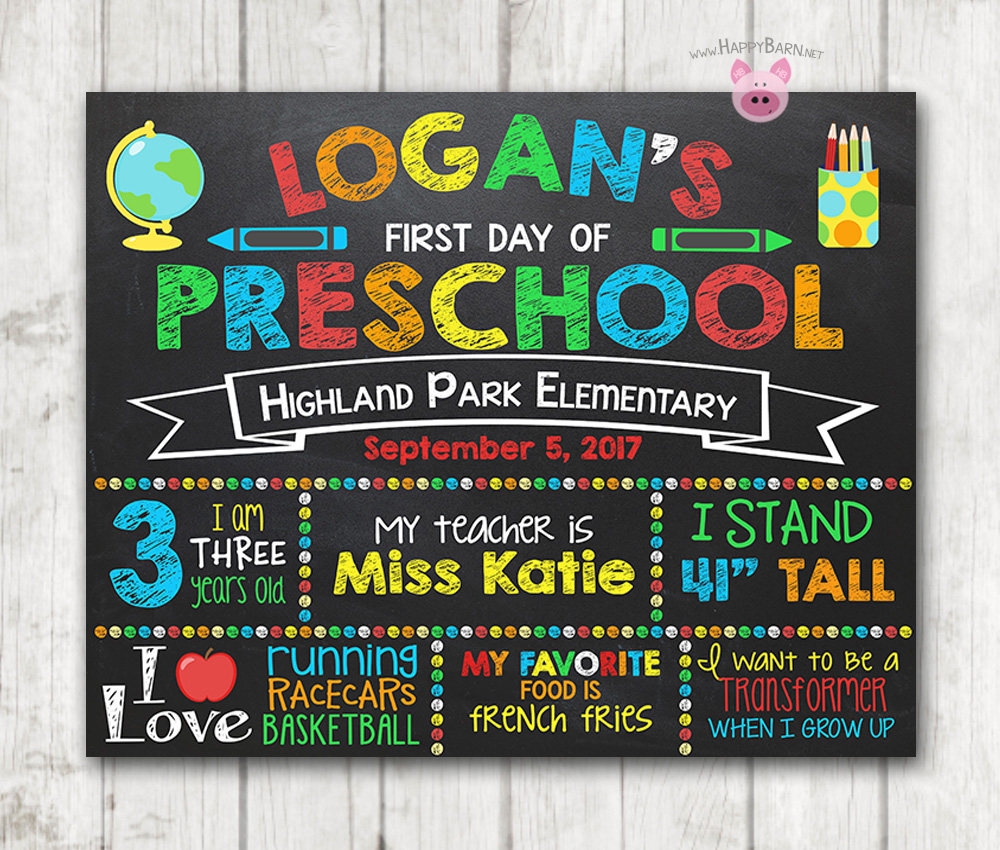 My First Day Of Pre K Printable Sign