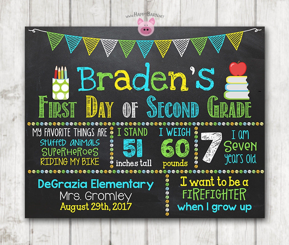 Boy Printable First Day Of School Sign First Day Of Preschool Chalkboard Sign Happy Barn