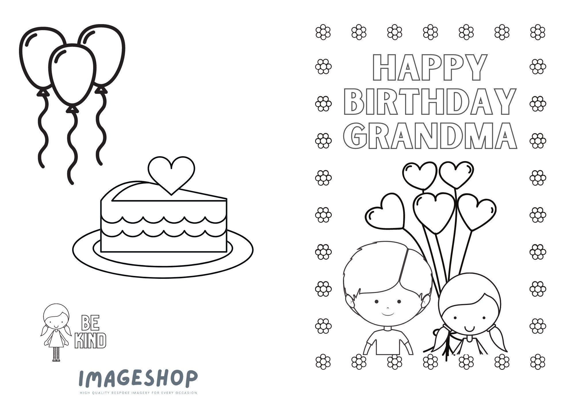 Buy Grandma Birthday Card Happy Birthday Colour In Card Instant Download Printable Card Colouring Card Greeting Card Personalised Card Online In India Etsy