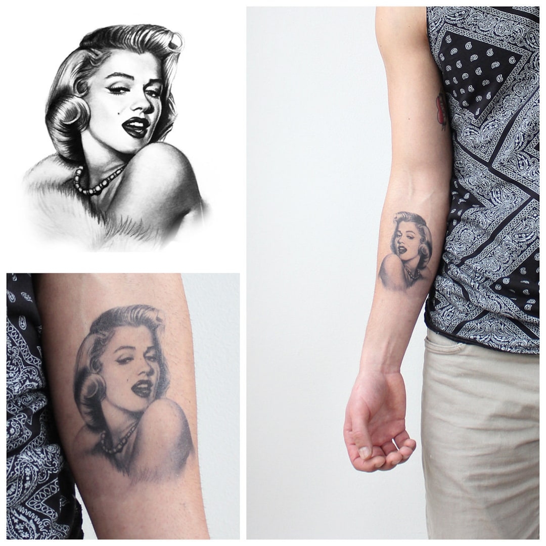 Buy Marylin Monroe Temporary Tattoo Realistic Tattoo Marylin Monroe Tatto Black Tattoo Tattoo Portrait Marylin Monroe Temporary Tattoo Online In India Etsy
