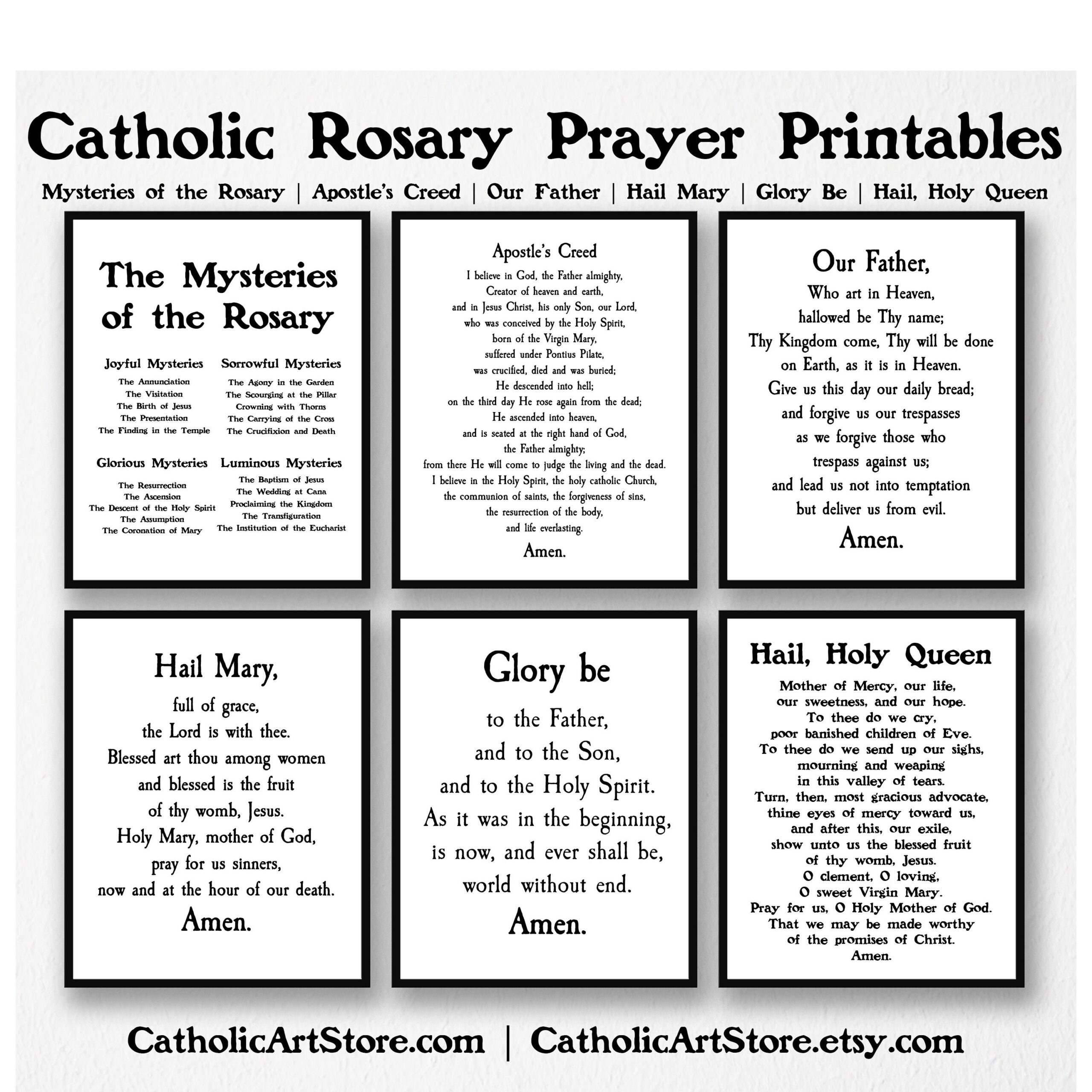 Buy Rosary Printable Prayer Set 7 Prayer Set Mysteries Of The Rosary Marian Devotion Hail Holy Queen Fatima Catholic Wall Art Home Altar Online In India Etsy