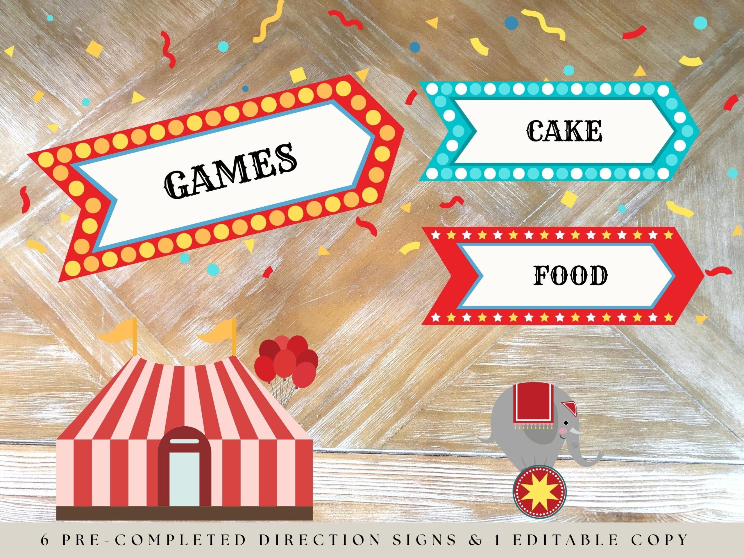 Carnival Direction Sign Carnival Direction Arrows Printable Circus Sign Carnival Party Sign Editable Printable Carnival Party Decoration Etsy