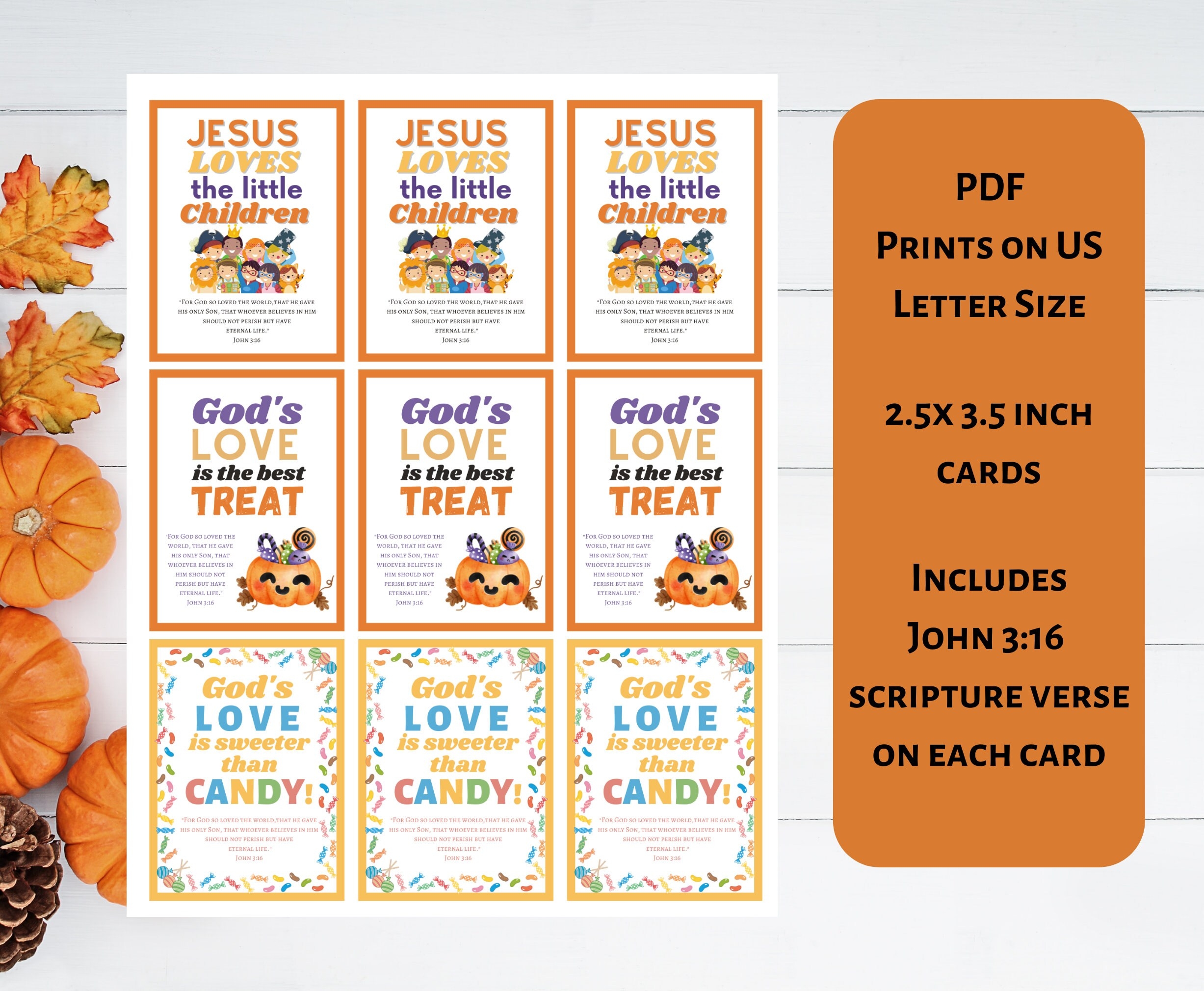 Christian Halloween Cards Tracts To Pass Out Treats Bible Verse Jesus Loves Little Children Handouts Candy Fall Festival Digital Download Etsy UK