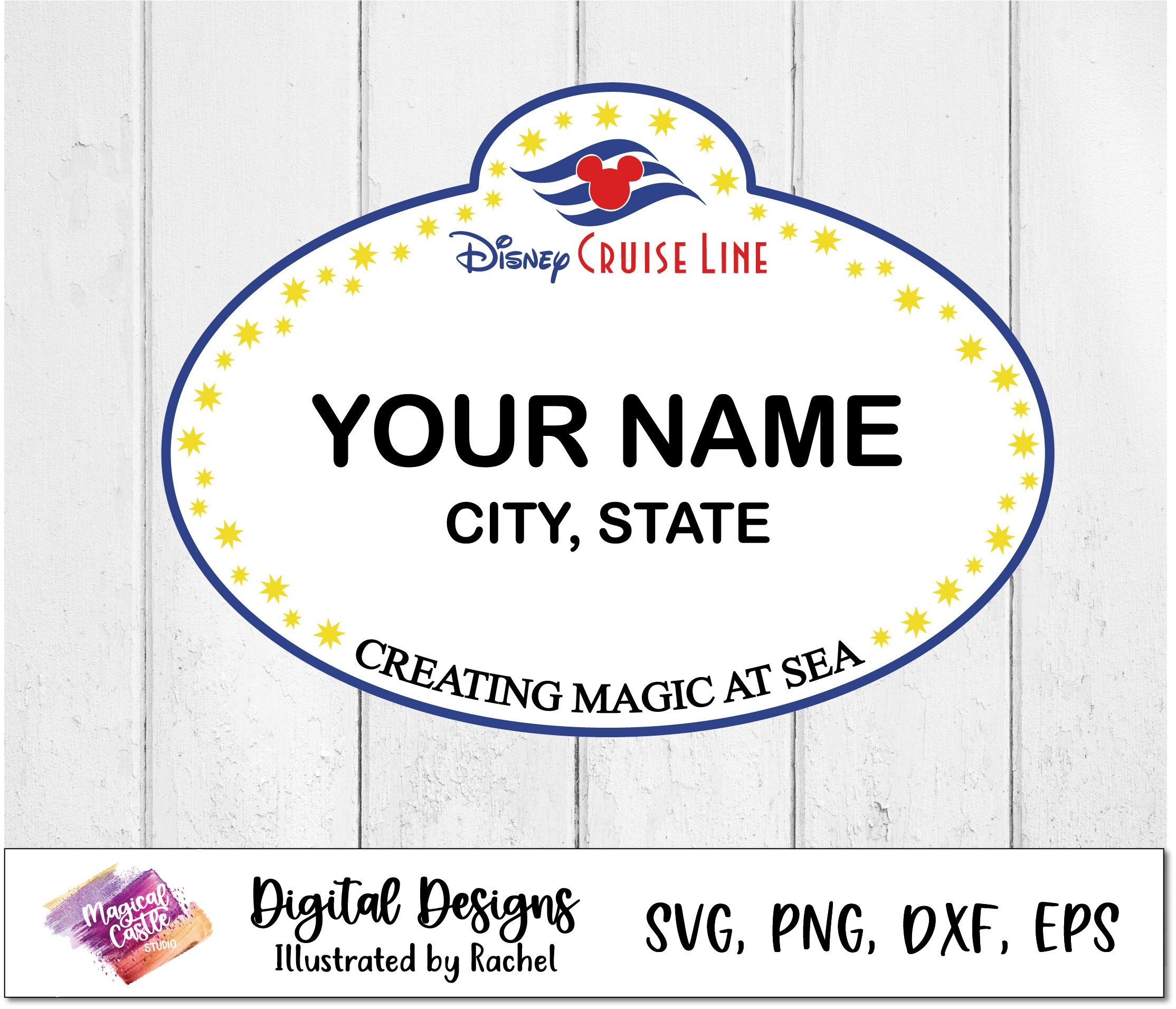 Cruise Name Tag Cut File Wish Cruise Line Cast Member Badge Name Tag Vector File Making Magic At Sea Cricut Cut File Custom Name Tag Etsy