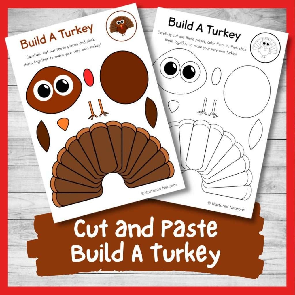 Cut And Paste Build A Turkey Craft Printable Templates Nurtured Neurons