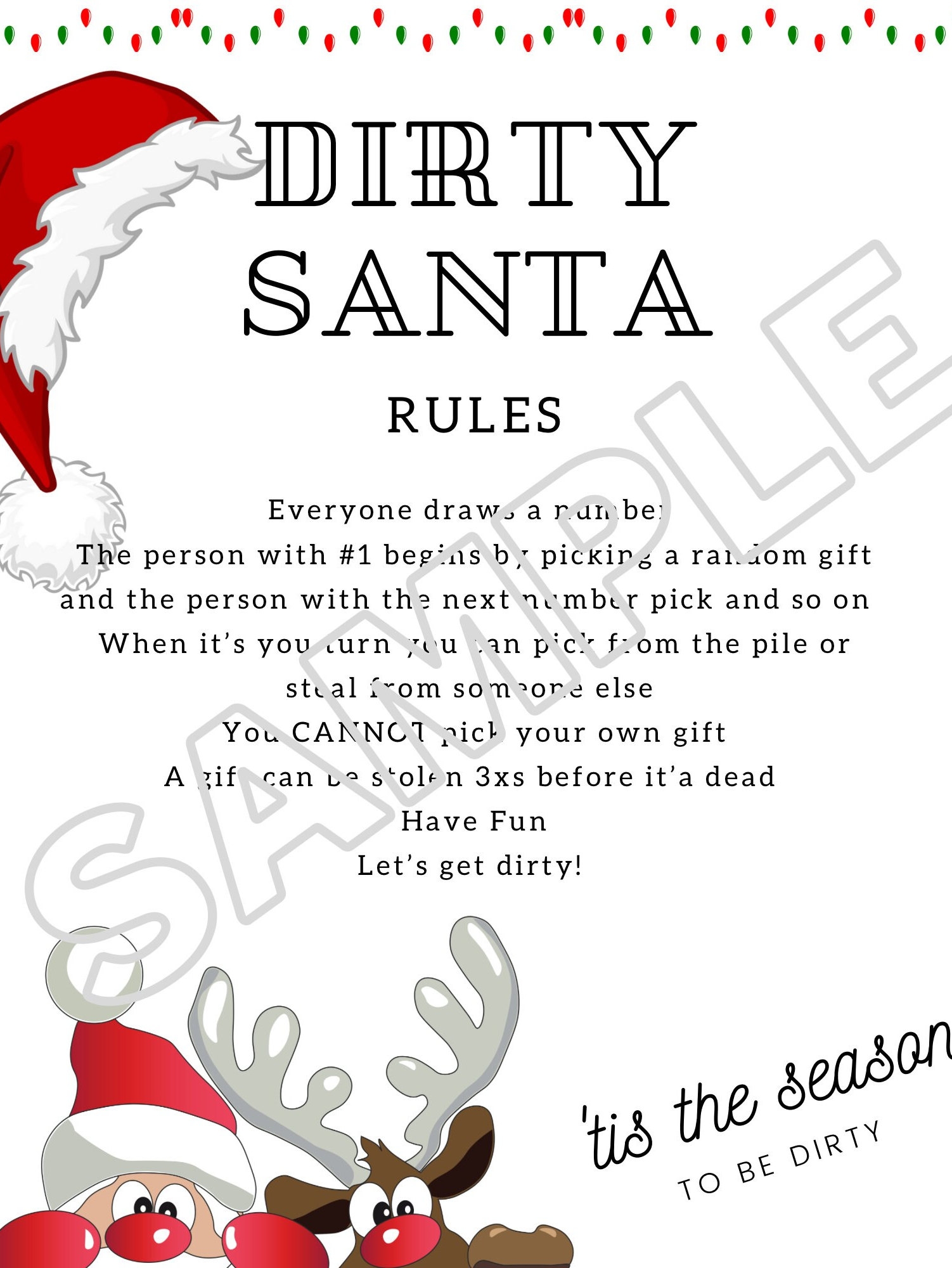 Dirty Santa Game Etsy