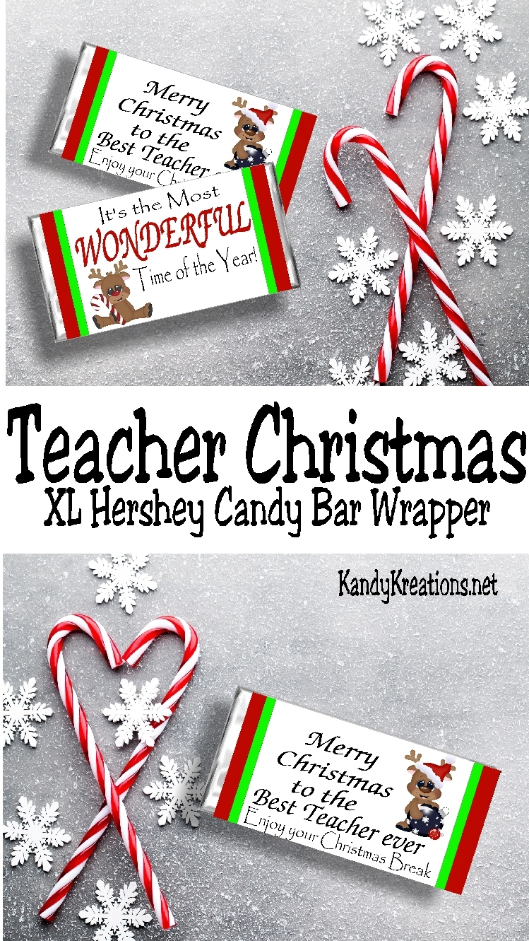 DIY Party Mom Teacher Christmas Gift Printable Candy Bar Wrapper