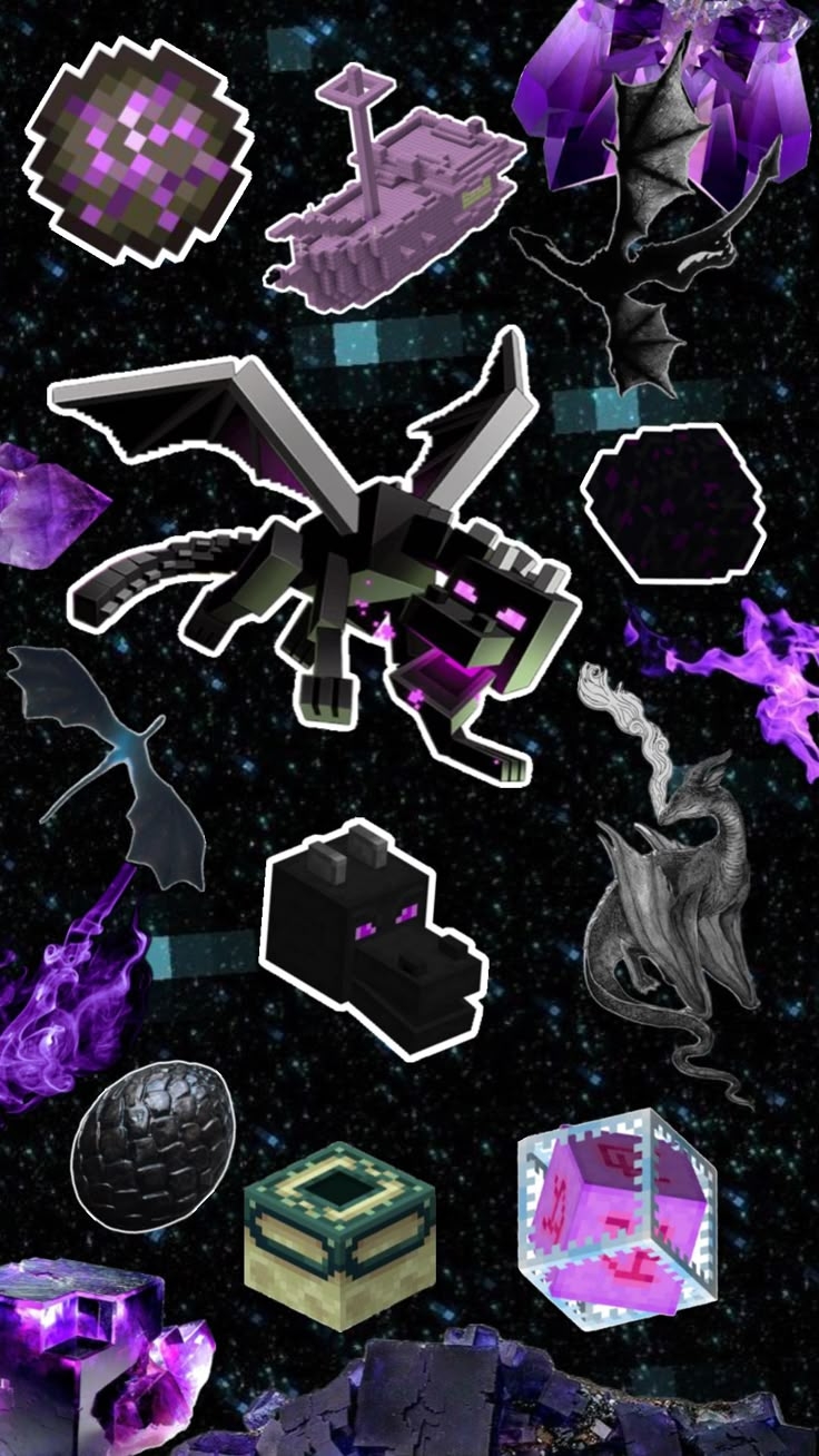 Ender Dragon Collage minecraft enderdragon end dragon crystals