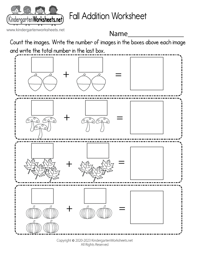 Fall Addition Worksheet Free Printable Digital PDF
