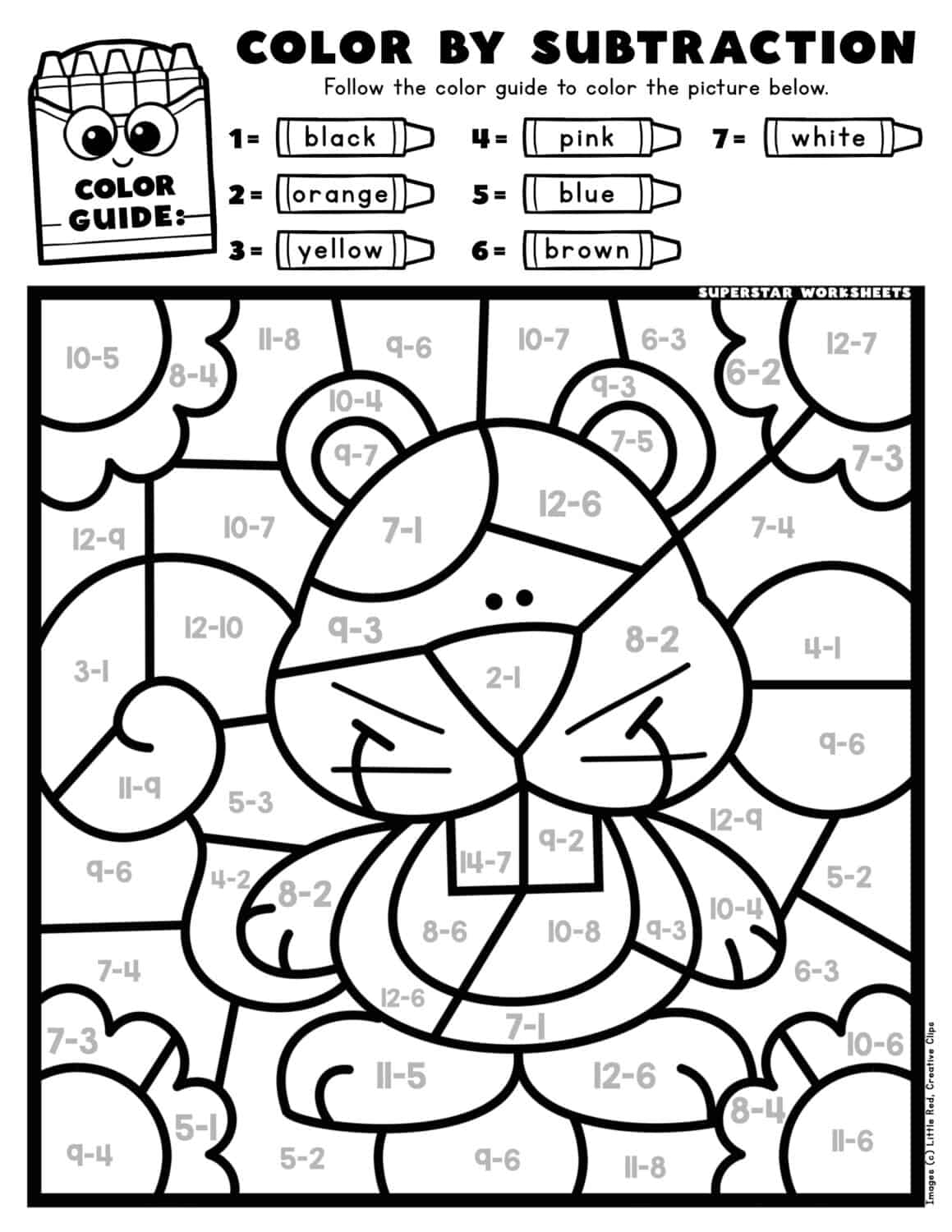 Fall Color By Number Superstar Worksheets