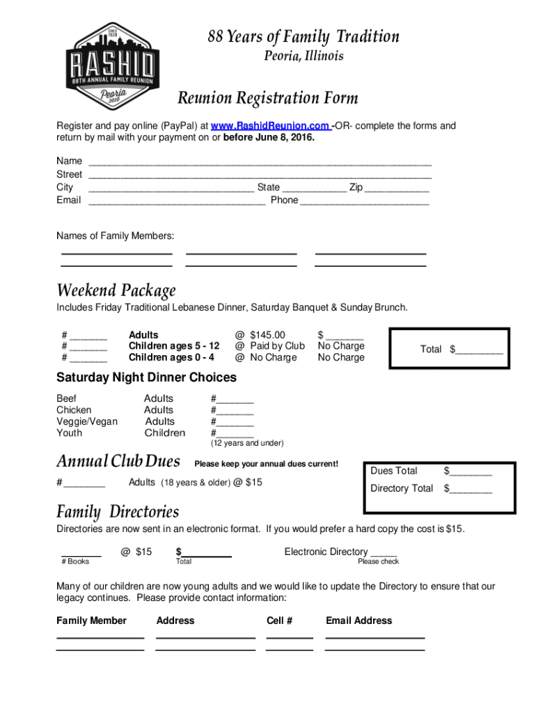 Family Reunion Registration Form Fill Out Sign Online DocHub