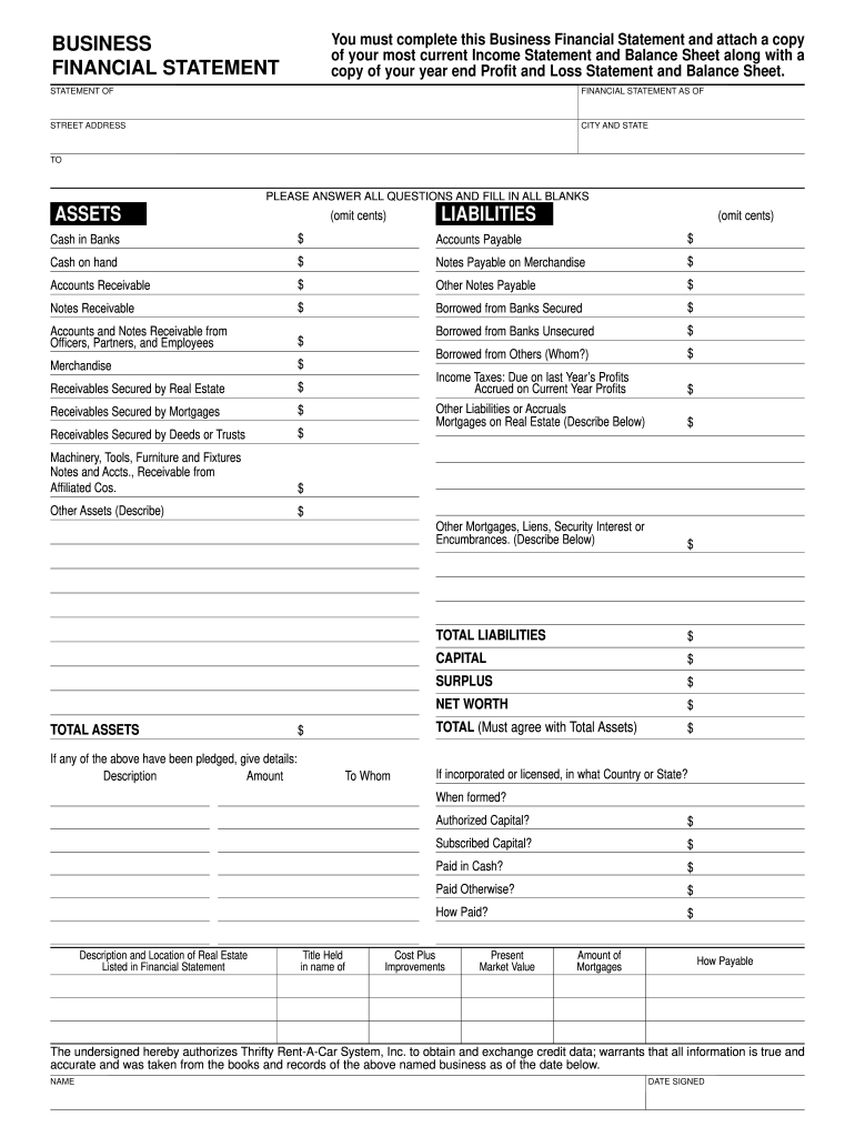 Financial Statement Template Fill Online Printable Fillable Blank PdfFiller