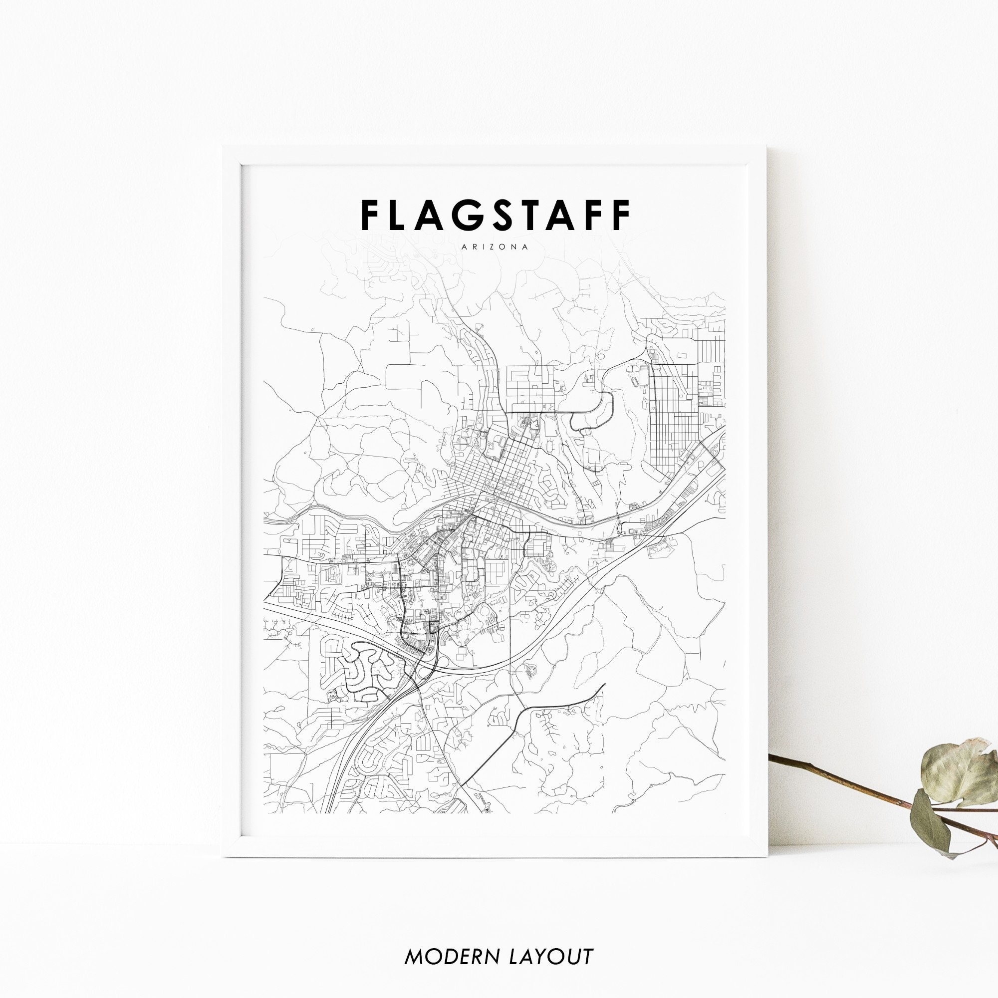 Flagstaff AZ Map Print Arizona USA Map Art Poster City Street Road Map Print Nursery Room Wall Office Decor Printable Map Etsy