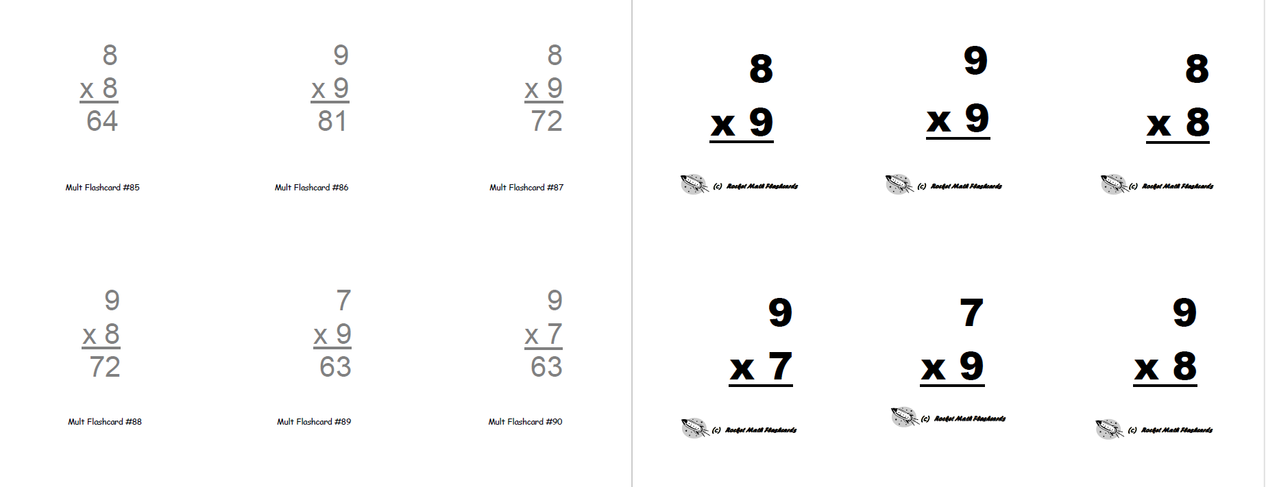 Grade 1 Math Flash Card Printable