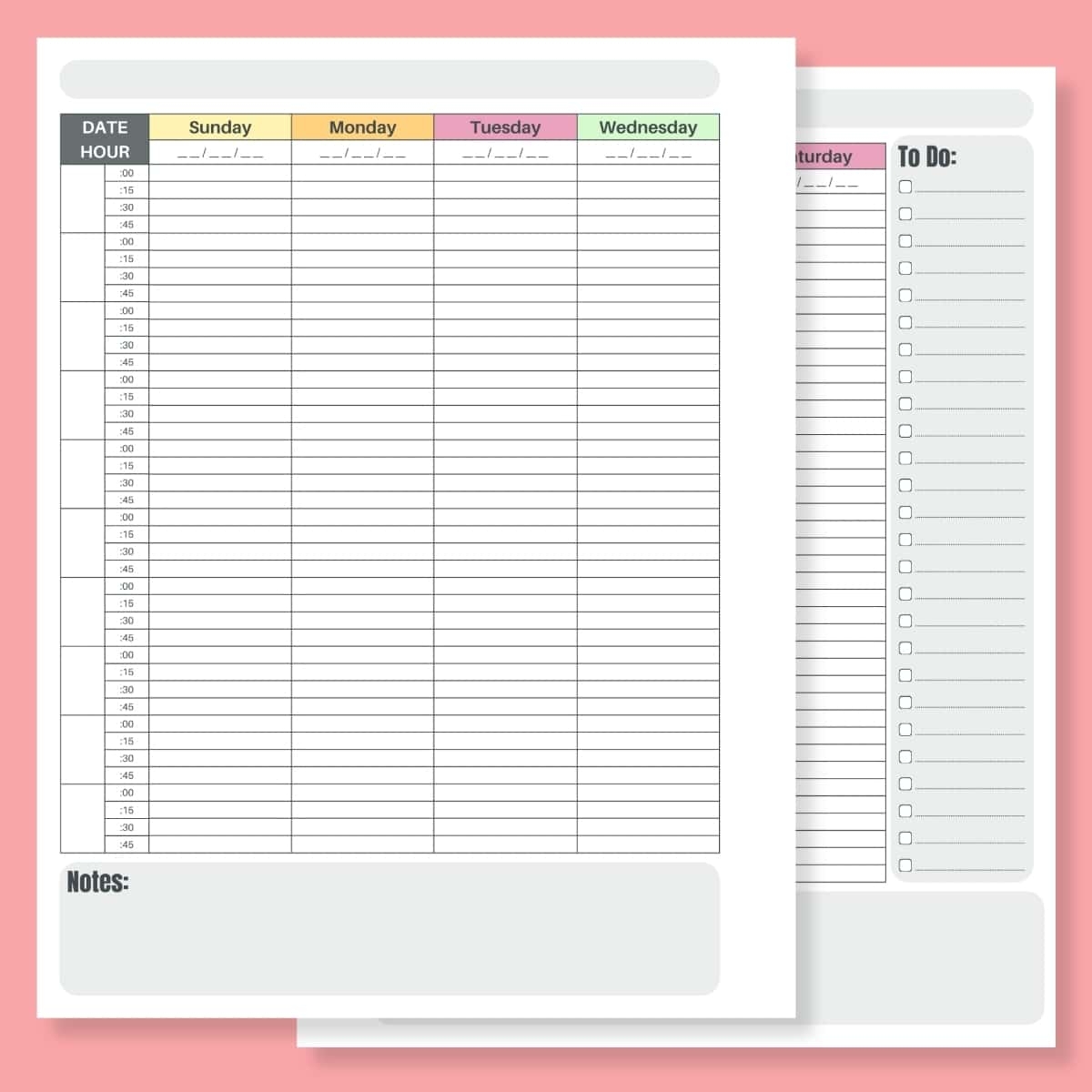 FREE 2 Page Weekly Planner Printable