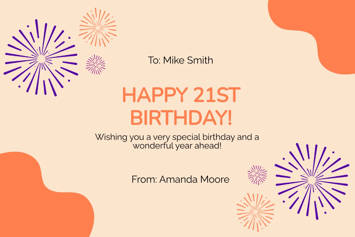 Free 21st Birthday Card Templates Editable And Printable