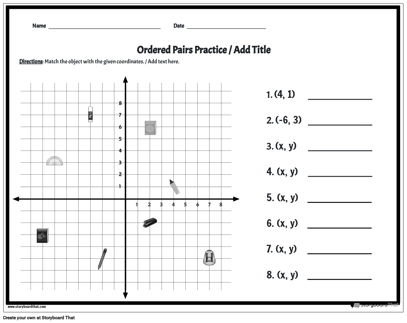 Free Coordinate Plane Worksheet Easy Graphing