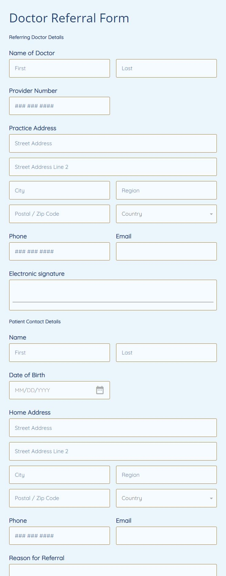 Free Medical Referral Form Templates 123FormBuilder