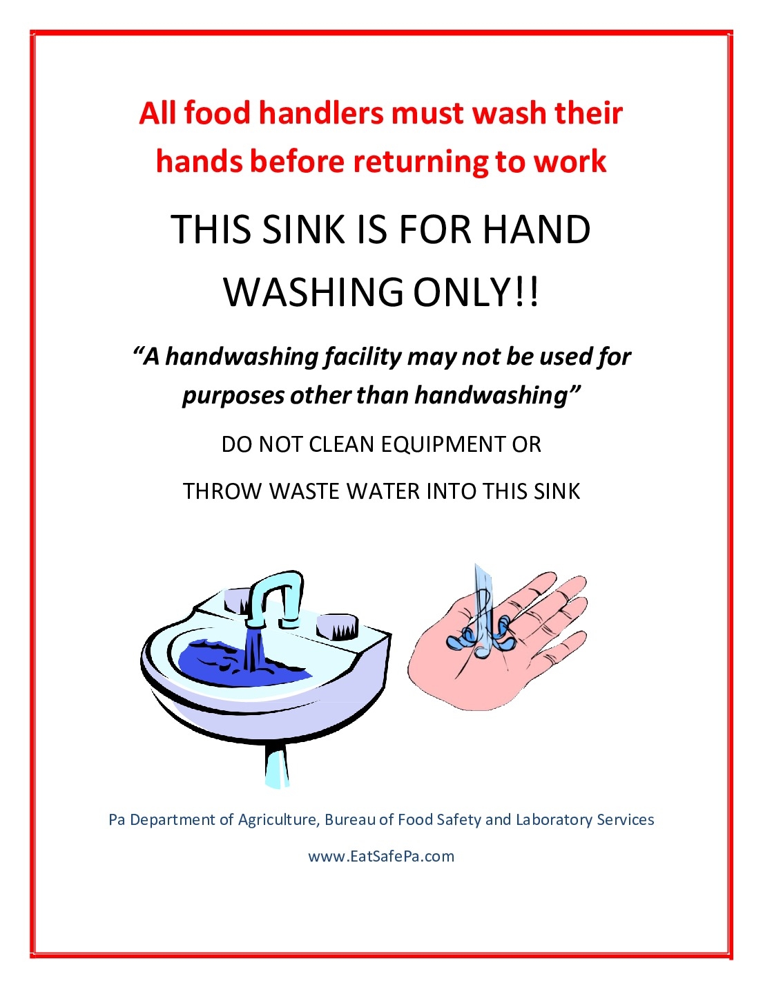 Free Pennsylvania PA Handwashing Poster Labor Law Poster 2025