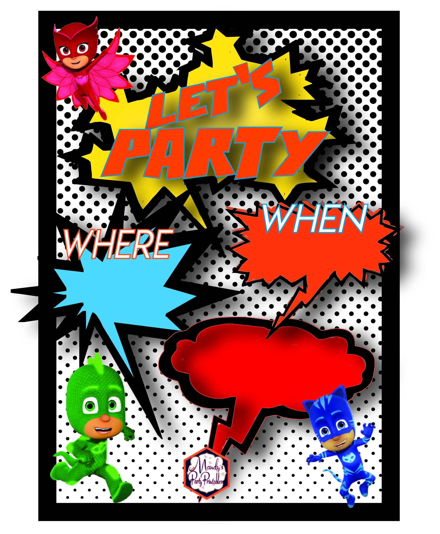 Free PJ Masks Birthday Party Printables Mandy s Party Printables