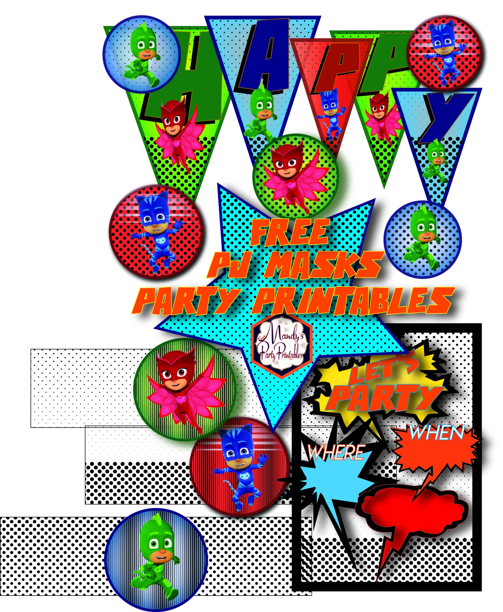 Free PJ Masks Birthday Party Printables Mandy s Party Printables