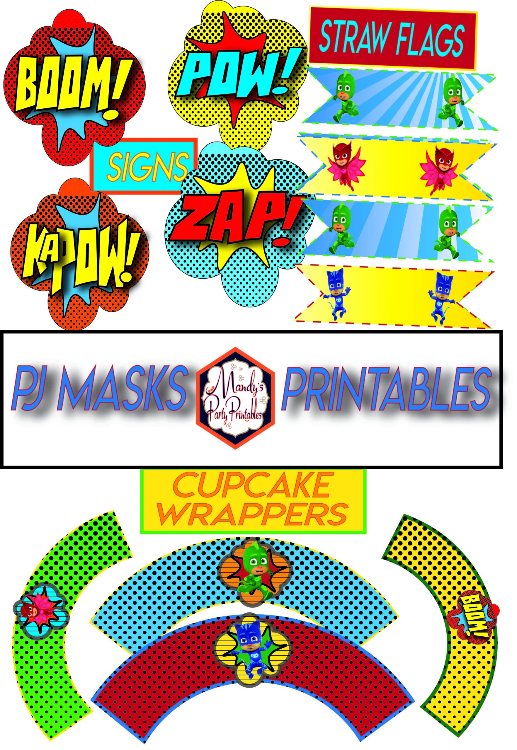 Free PJ Masks Party Printables Round 2 Mandy s Party Printables