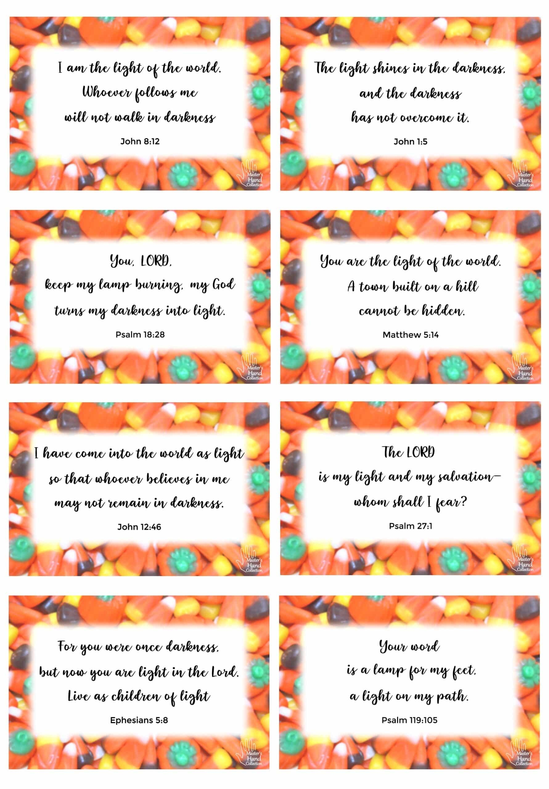 Free Printable Bible Verses For Halloween Candy Master s Hand Collection