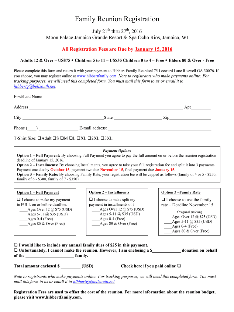 Free Printable Family Reunion Registration Form Template Word Fill Out Sign Online DocHub