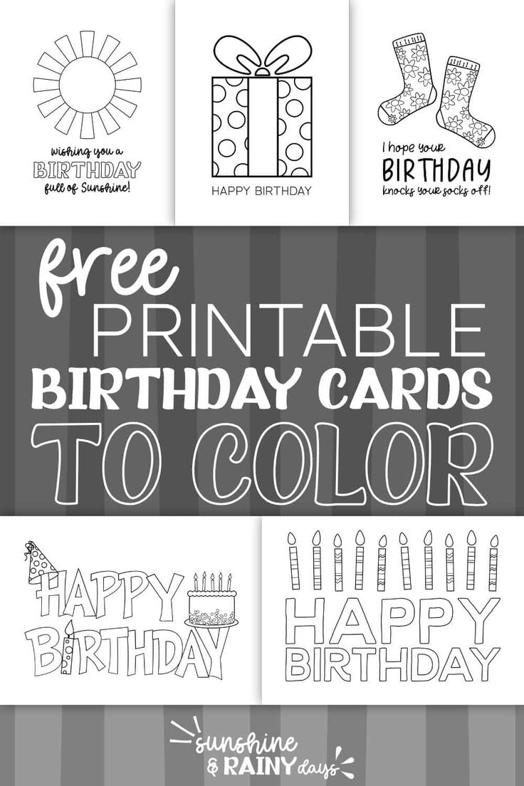 Free Printable Happy Birthday Coloring Cards