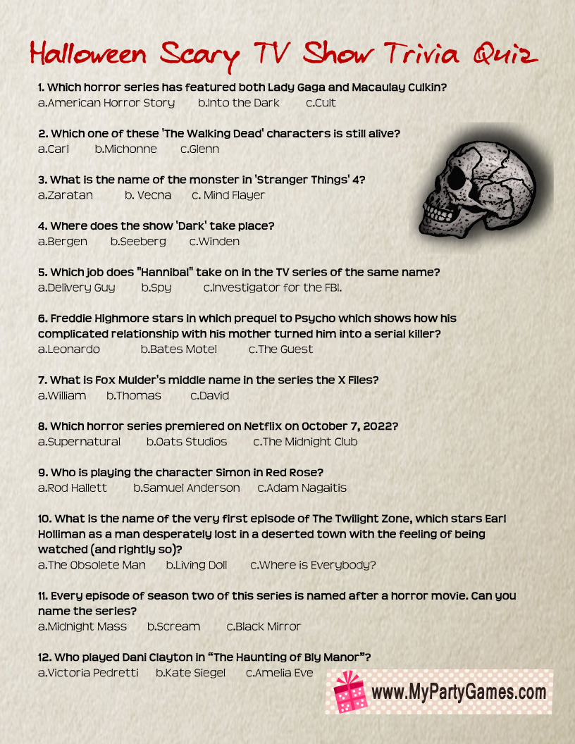 Printable Scary Movie Trivia Questions And Answers