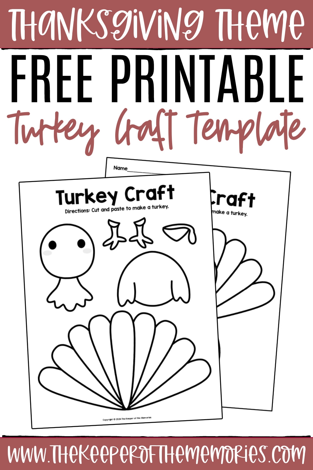 Free Printable Turkey Craft The Keeper Of The Memories
