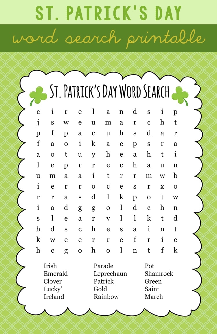 St PatrickS Day Word Search Printable