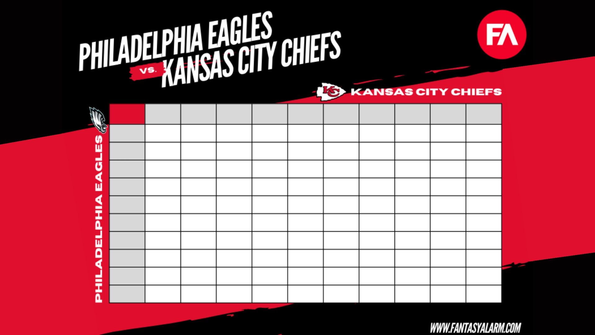 Free Super Bowl 2025 Squares Printable PDF Template Grid Eagles Chiefs