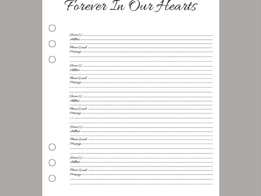 Funeral Memorial Guest Book K L Looseleaf Products Inc