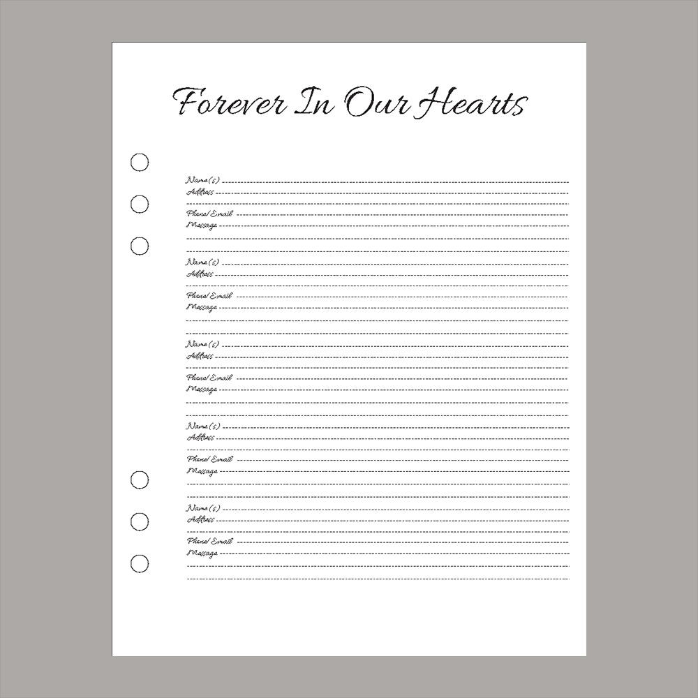 Funeral Memorial Guest Book K L Looseleaf Products Inc 