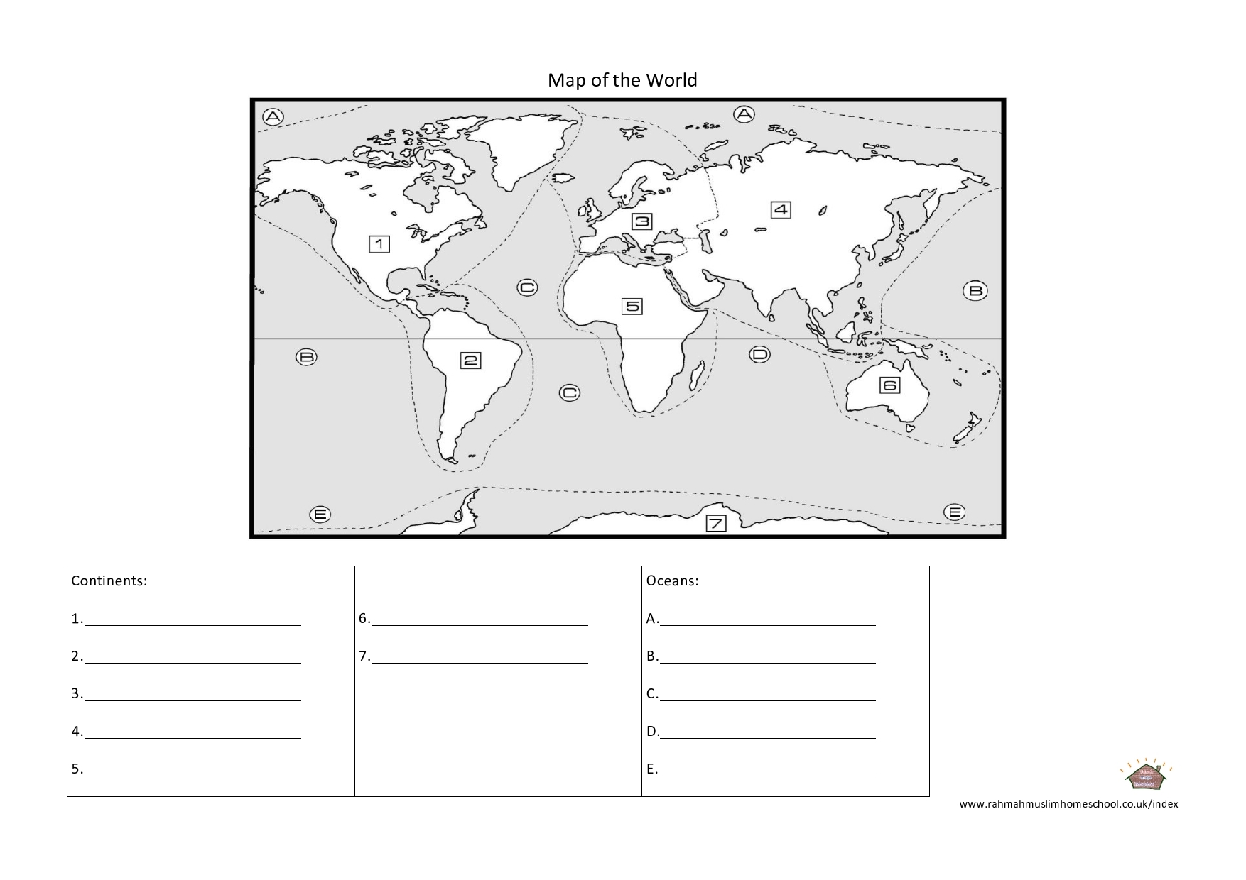 Continents And Oceans Quiz Printable