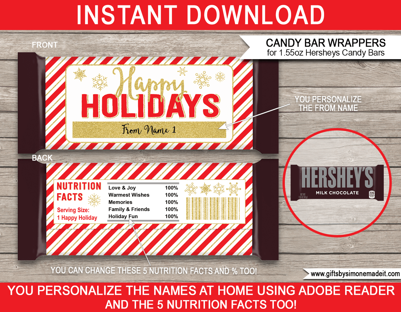 Free Printable Teacher Holiday Candy Bar Wrappers