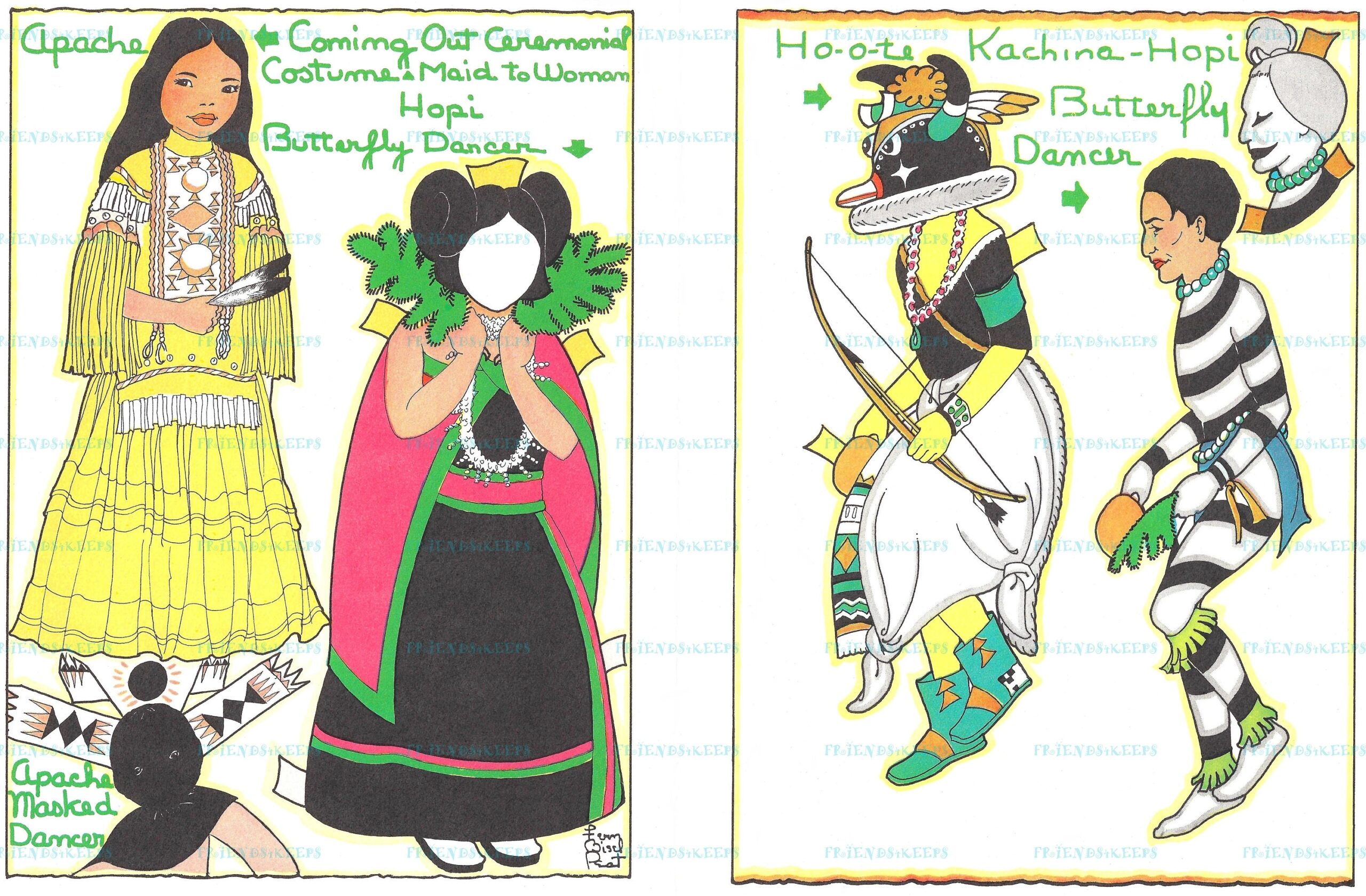 HOPI And APACHE Tribal Costumes Native American Girl Boy Vintage Printable Paper Dolls instant Digital Download 3 Jpg 600 Dpi Etsy