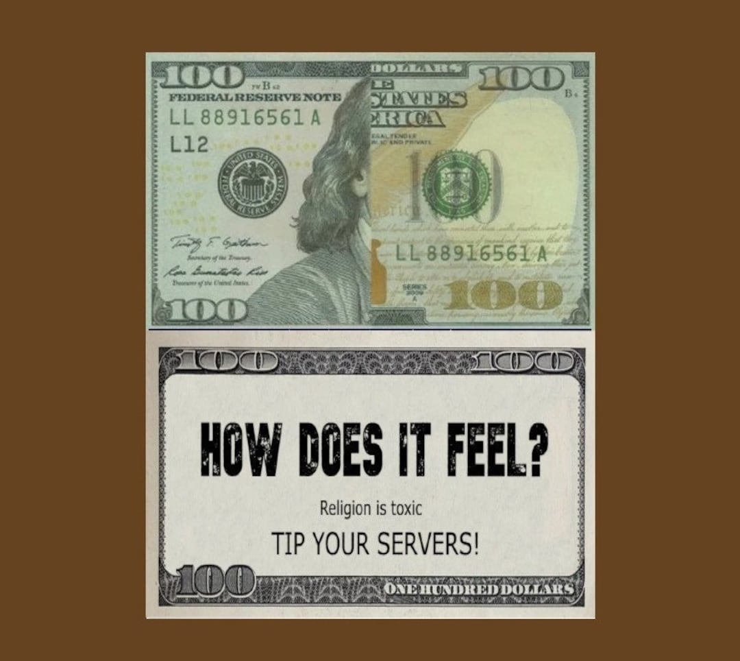 How Does It Feel Tip Your Servers prank 100 Dollar Bill Drop Cards Pack Of 10 Etsy