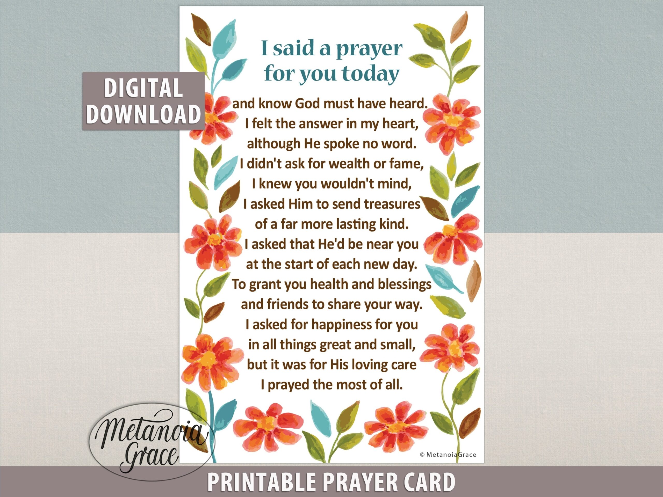 I Said A Prayer For You Today Printable Prayer Card For A Friend I Said A Prayer Printable Card Gift Prayer For You Digital Download Pdf Etsy