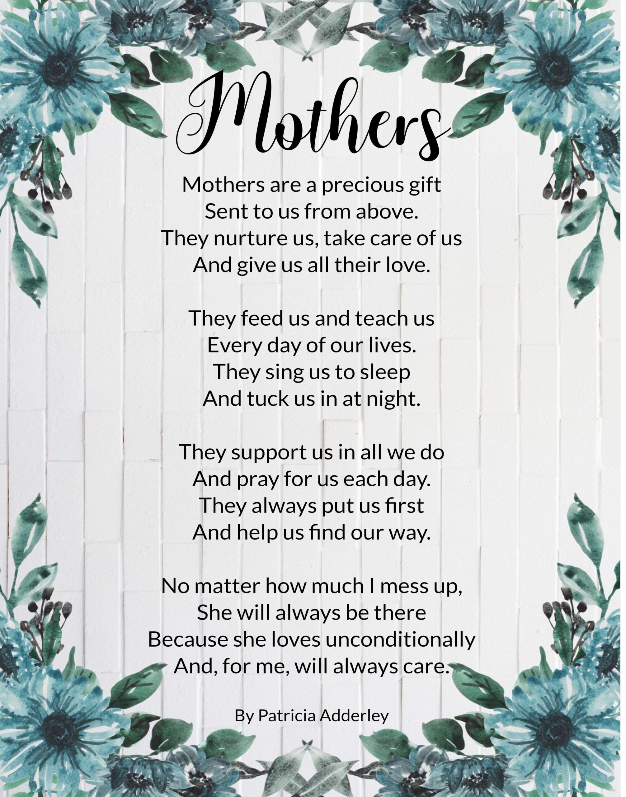 Inspirational Mothers Day Poems That Make You Cry Mothers Patricia Adderley