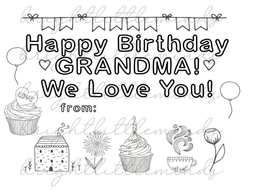 Instant Download Printable Happy Birthday Grandma DIY Kids Activity Coloring Gift Fun Card Made By Kids Letter A4 PDF Etsy
