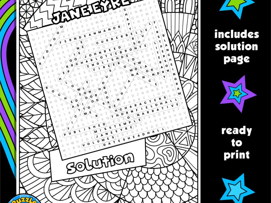 Jane Eyre Word Search Puzzle Activity Page With Coloring Charlotte Bronte Wordsearch Made By Teachers