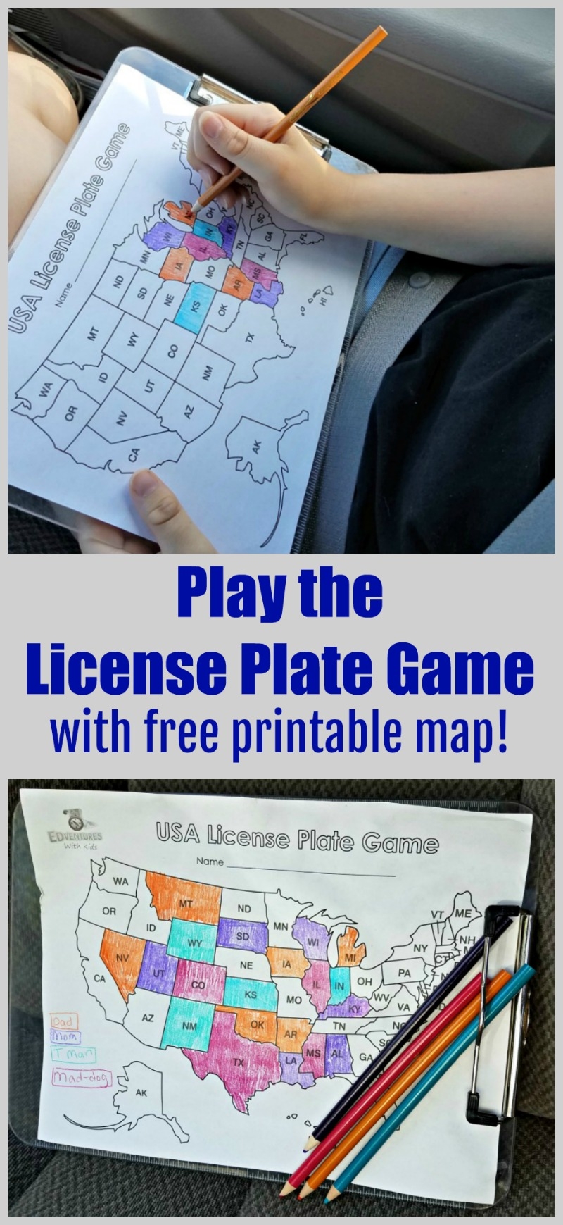License Plate Game Printable Map