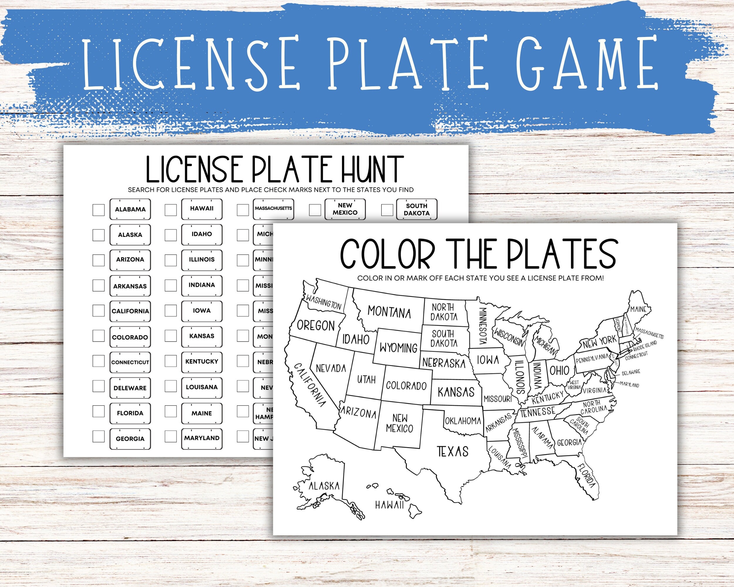 License Plate Printable Game Road Trip Activity For Kids Family Travel Game Instant Download PDF Etsy