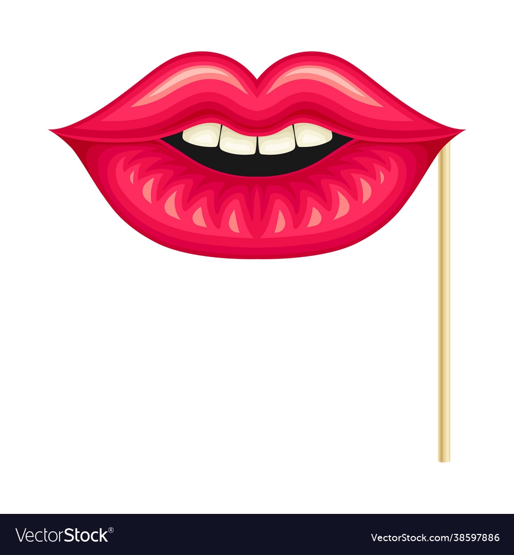 Lips On Stick As Party Birthday Photo Booth Prop Vector Image