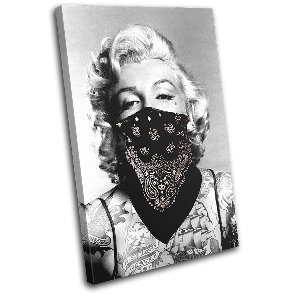 Marilyn Monroe Tattoo Iconic Celebrities SINGLE CANVAS WALL ART Picture Print EBay