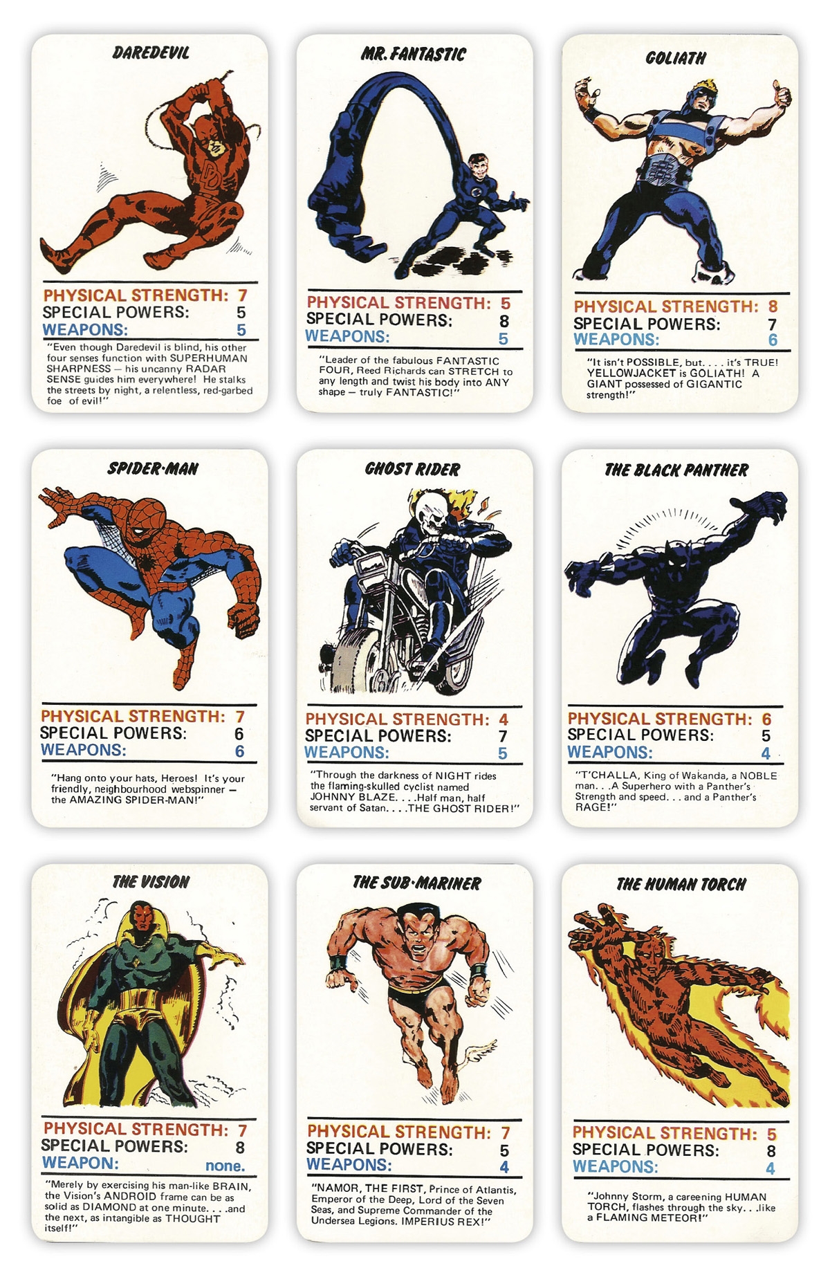 Marvel Superheroes Top Trumps Card Game 1977 TAIN T THE MEAT IT S THE HUMANITY 